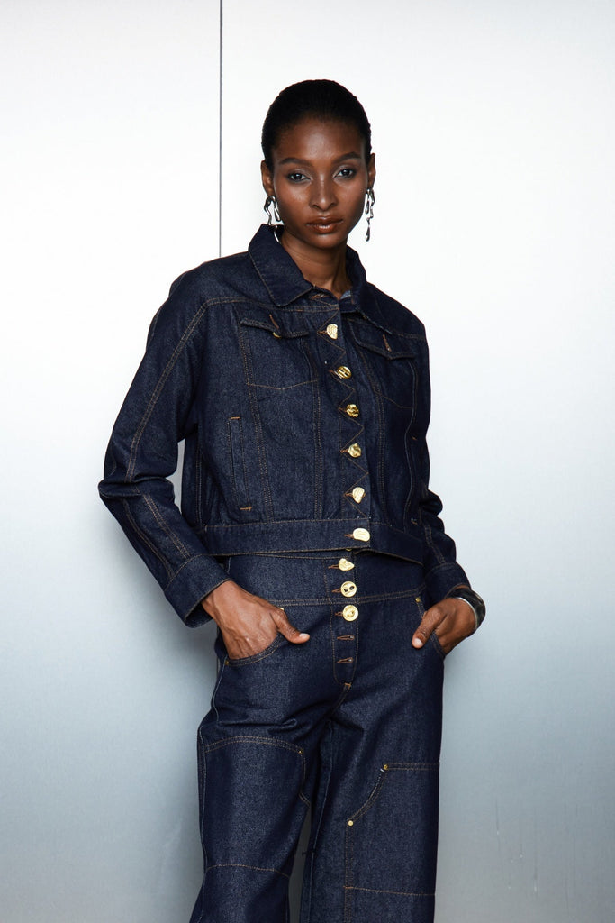 Stylish beautiful dress | Cass Lapel Button Denim Jacket - Ideal for special occasions
