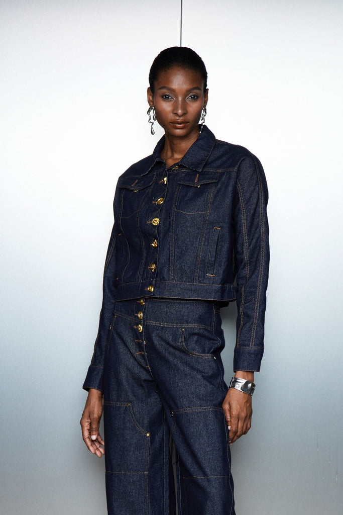 Cass Lapel Button Denim Jacket - Stylish beautiful dress for special occasions | Buy Online