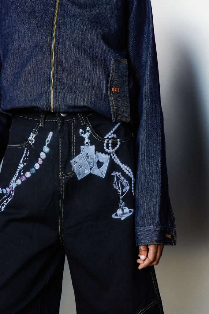 Shop  black midi - Perfect for special occasions | Cassia Chain Print Midi Jeans In Black