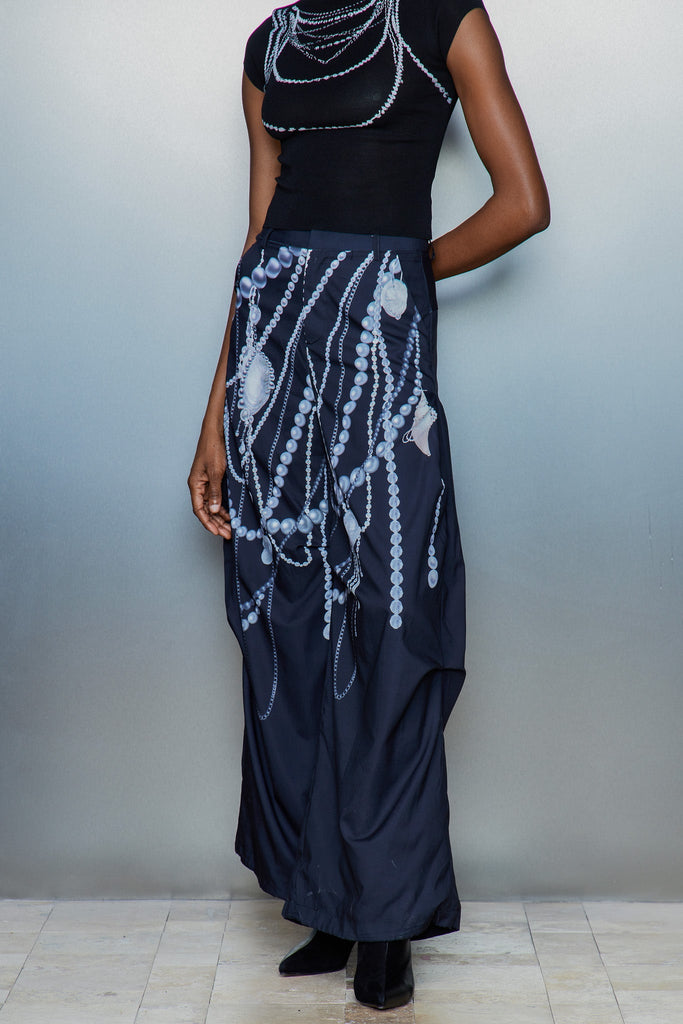 Stylish beautiful dress | Cassiel Pearl Chain Print Pants - Ideal for special occasions