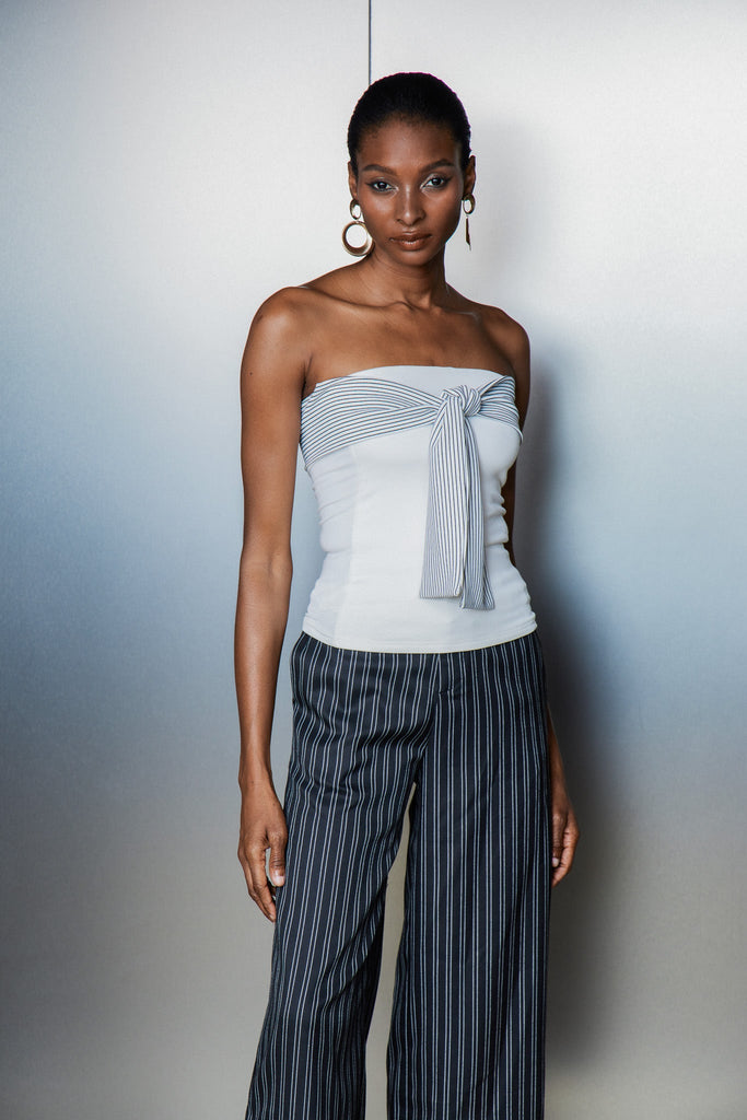 Stylish beautiful dress | Cassio Stripe Tie Up Strapless Top - Ideal for special occasions