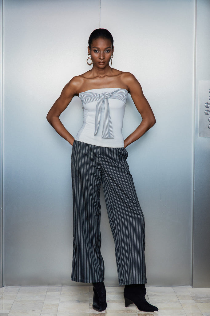 Stylish beautiful dress | Cassio Stripe Tie Up Strapless Top - Ideal for special occasions