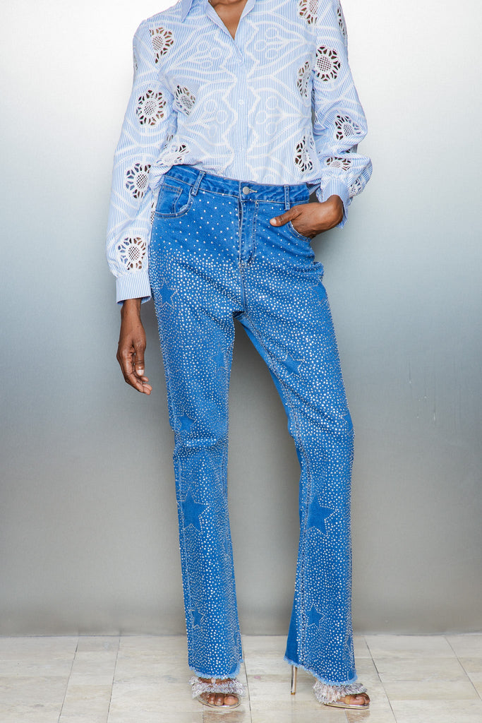 Shop  beautiful dress - Perfect for special occasions | Catello Rhinestone Star Jeans