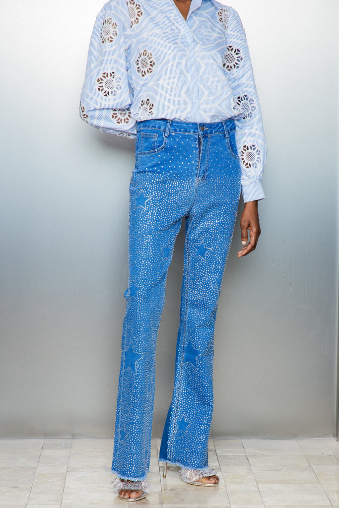 Stylish beautiful dress | Catello Rhinestone Star Jeans - Ideal for special occasions