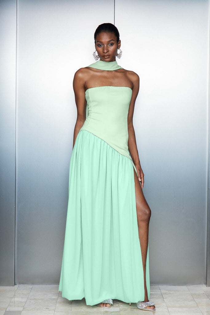 Shop  green dress - Perfect for special occasions | Cathaoir Ruffle Asymmetric Split Maxi Dress In Green