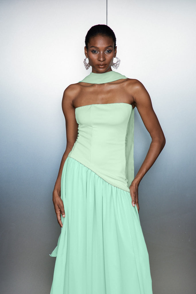 Stylish green dress | Cathaoir Ruffle Asymmetric Split Maxi Dress In Green - Ideal for special occasions