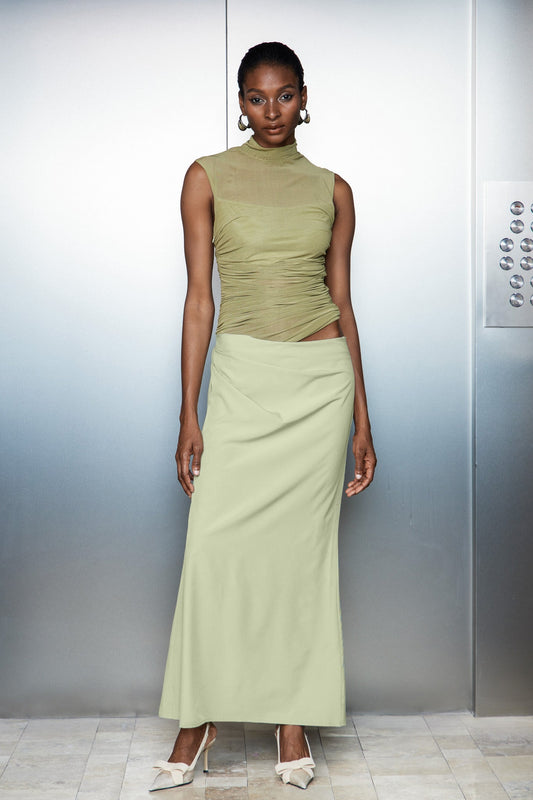 Catharina Mesh Ruch Cutout Maxi Dress