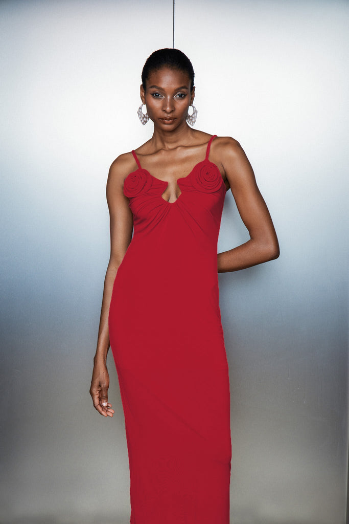 Catherina Flower Spaghetti Midi Dress - Stylish beautiful dress for special occasions | Buy Online