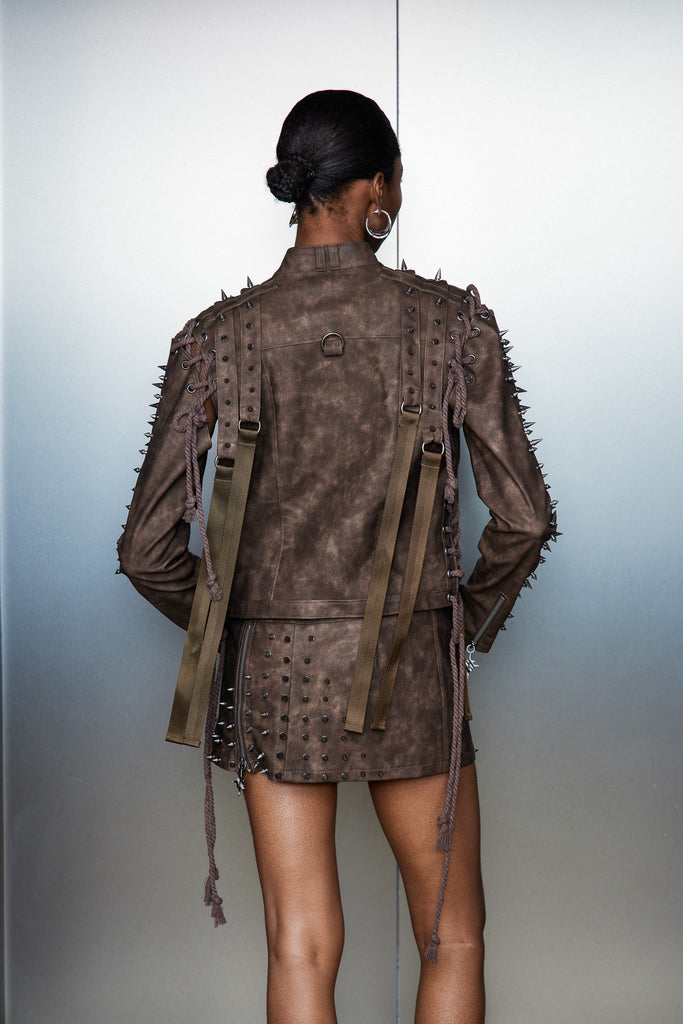 Catia Embellished Lace Up Fringe Jacket - Stylish beautiful dress for special occasions | Buy Online