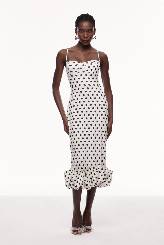 Stylish beautiful dress | Cauan Dot Ruffle Bodycon Maxi Dress - Ideal for special occasions