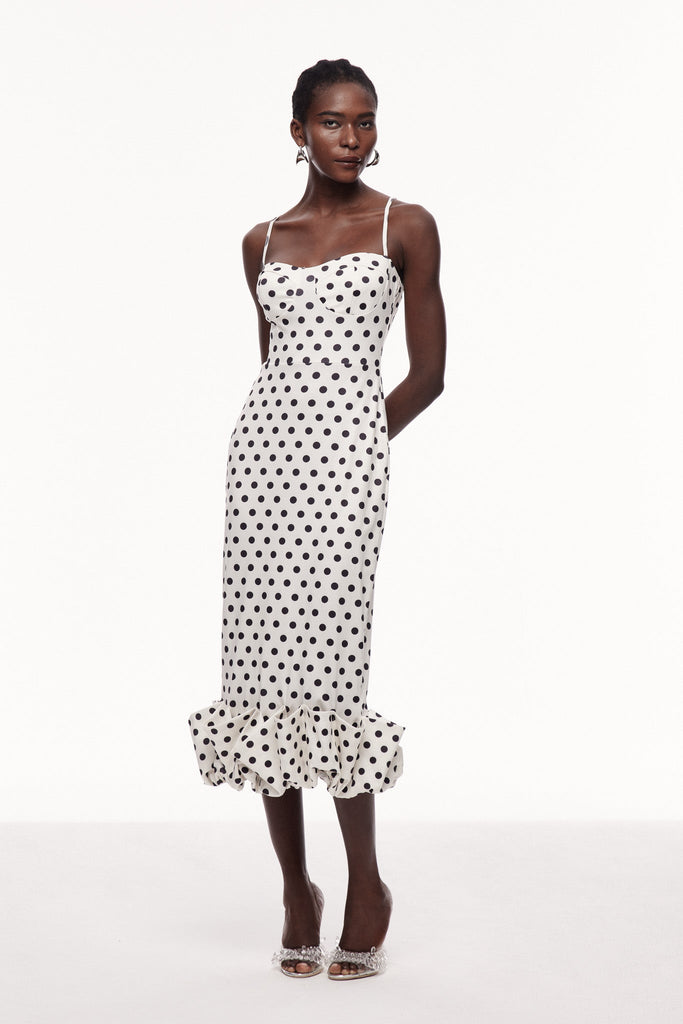 Cauan Dot Ruffle Bodycon Maxi Dress - Stylish beautiful dress for special occasions | Buy Online