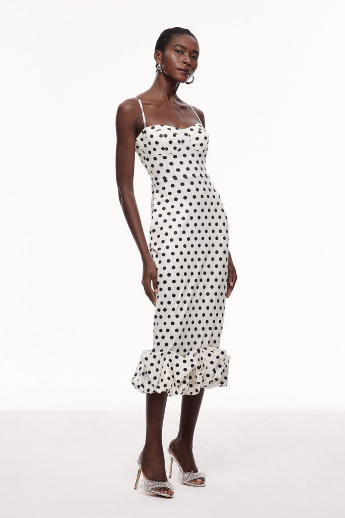 Stylish beautiful dress | Cauan Dot Ruffle Bodycon Maxi Dress - Ideal for special occasions