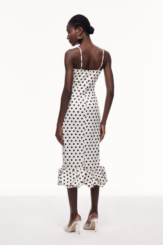Stylish beautiful dress | Cauan Dot Ruffle Bodycon Maxi Dress - Ideal for special occasions