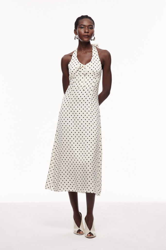 Shop  beautiful dress - Perfect for special occasions | Cavad Dot Halter Neck Maxi Dress