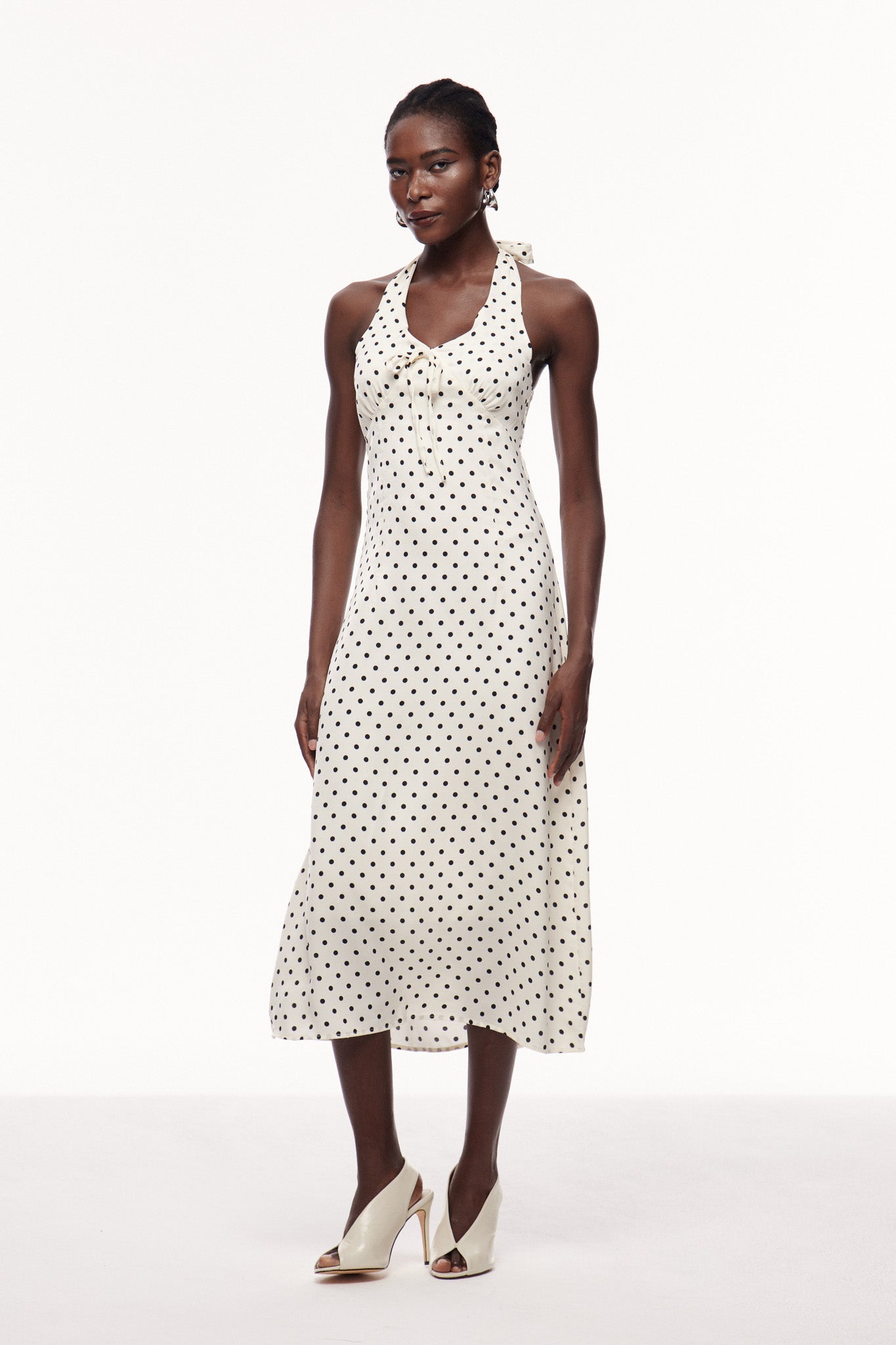Cavad Dot Halter Neck Maxi Dress