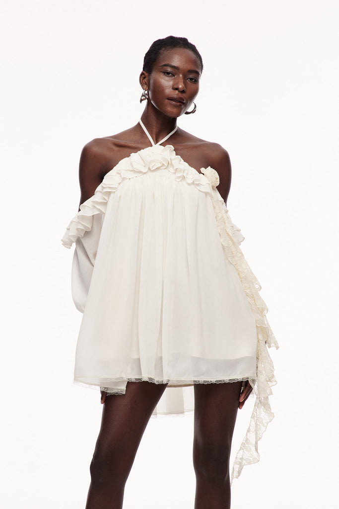 Cavid Ruffle Flower Fringe Mini Dress - Stylish beautiful dress for special occasions | Buy Online