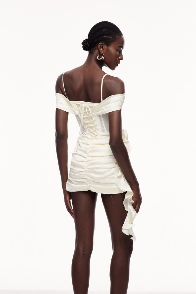 Cayetano Corset Ruch Fringe Mini Dress - Stylish beautiful dress for special occasions | Buy Online