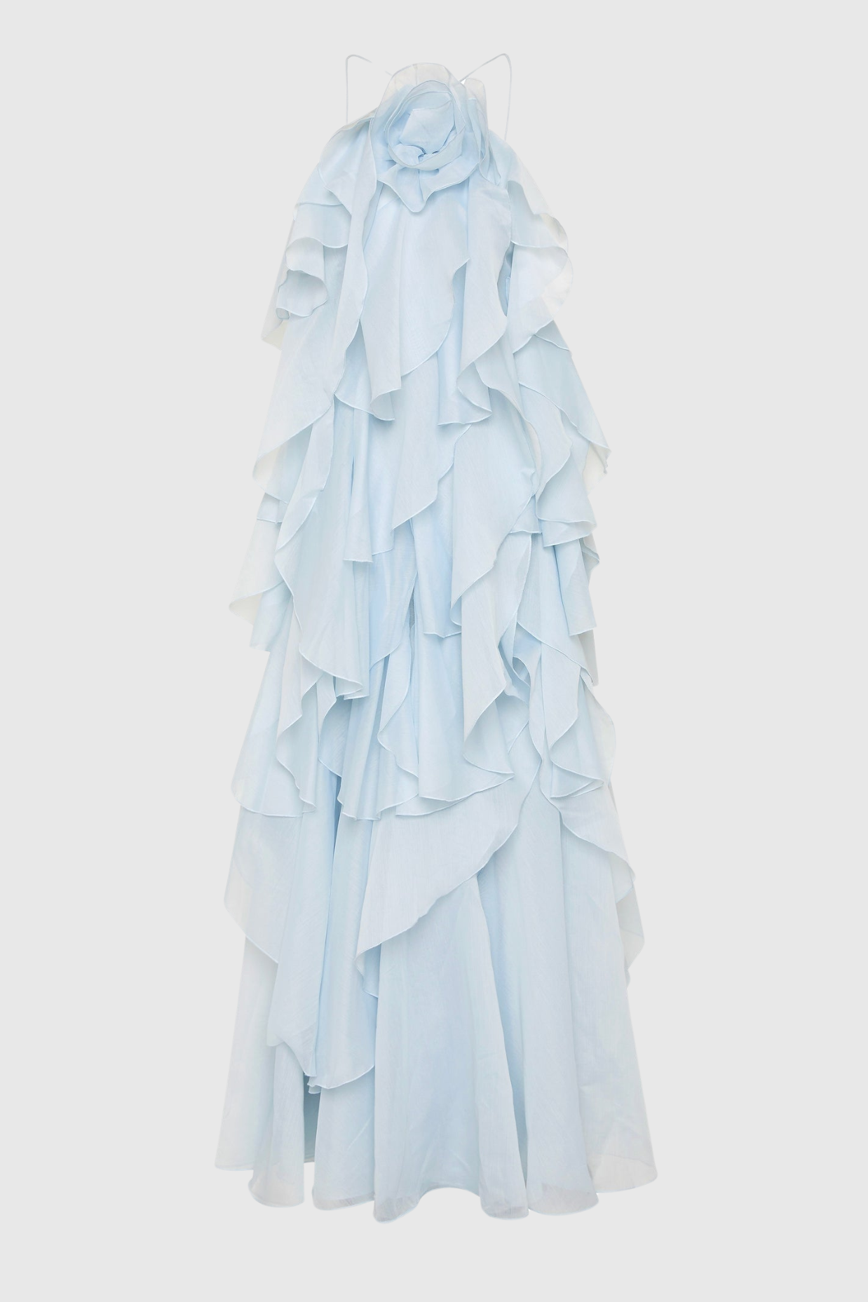 Caysie Halter Floral Ruffle Layered Maxi Dress - Blue