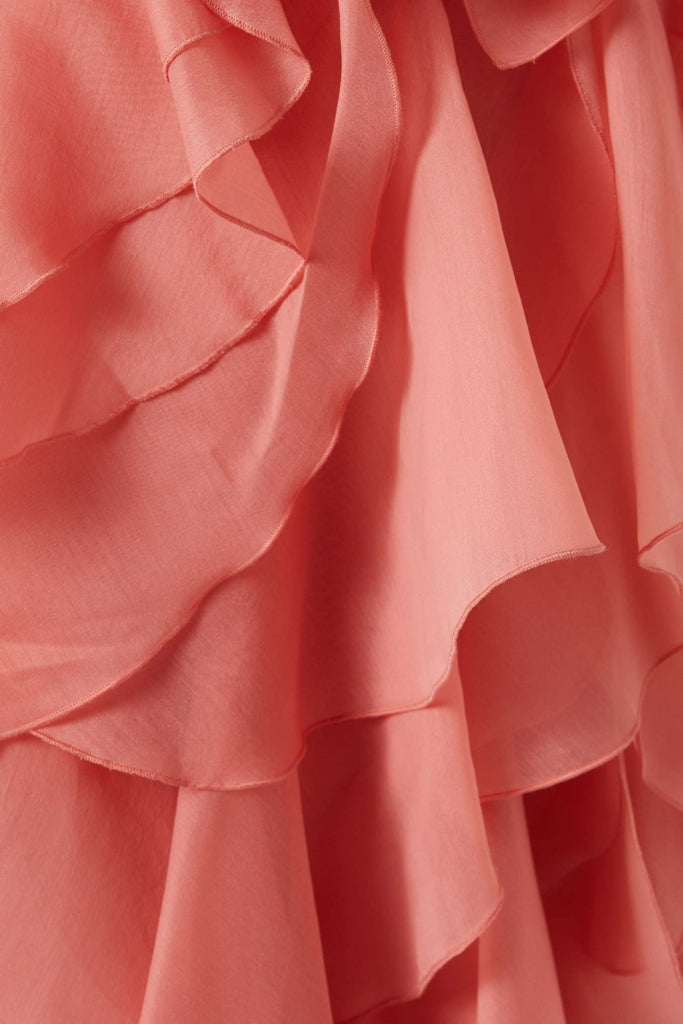 Shop  red dress - Perfect for special occasions | Caysie Halter Floral Ruffle Layered Mini Dress - Orange