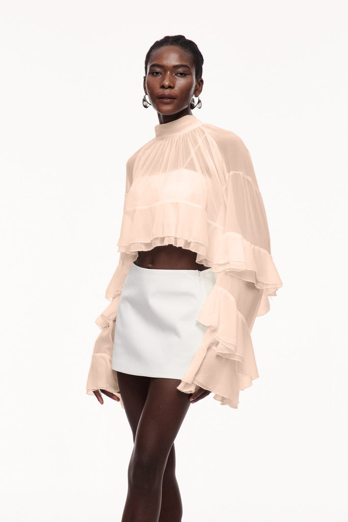 Shop  beautiful dress - Perfect for special occasions | Ceallach Ruffle Long Sleeve Top In Nude