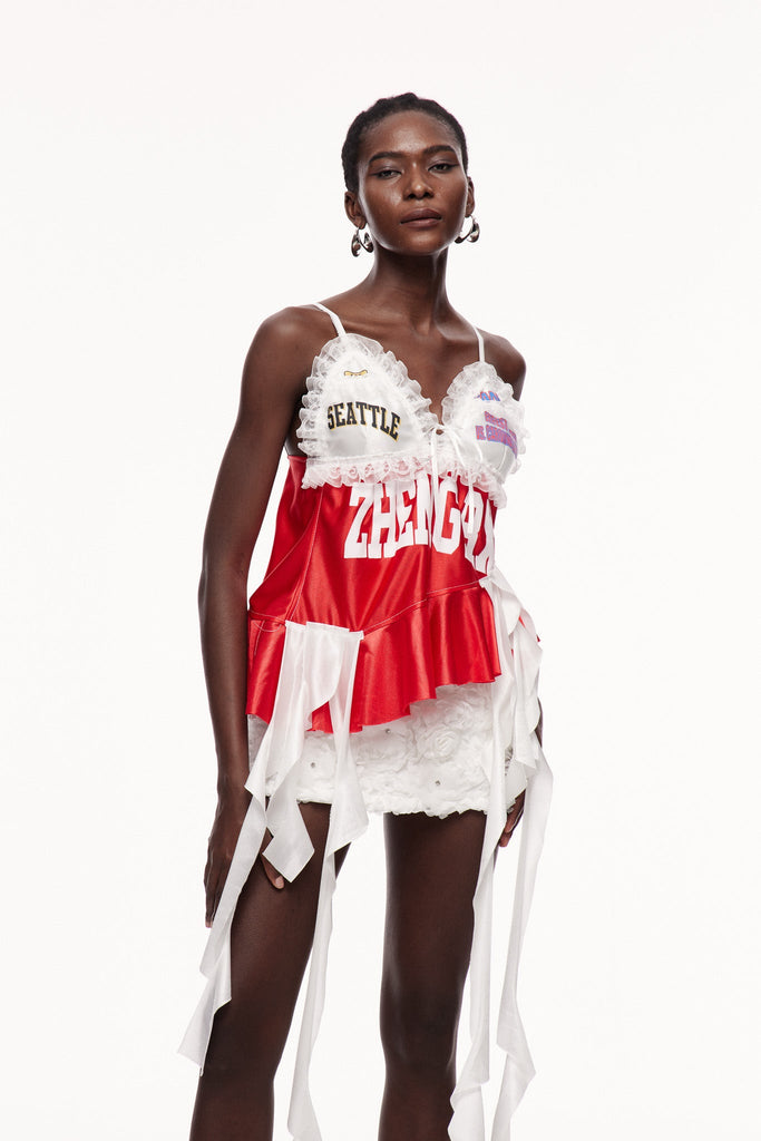 Ceallagh Lace Fringe Top In Red - Stylish red dress for special occasions | Buy Online