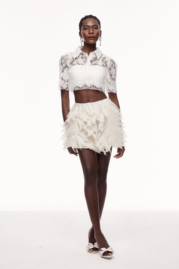 Shop  red mini - Perfect for special occasions | Cearbhall Embroidered Ruffle Mini Skirt