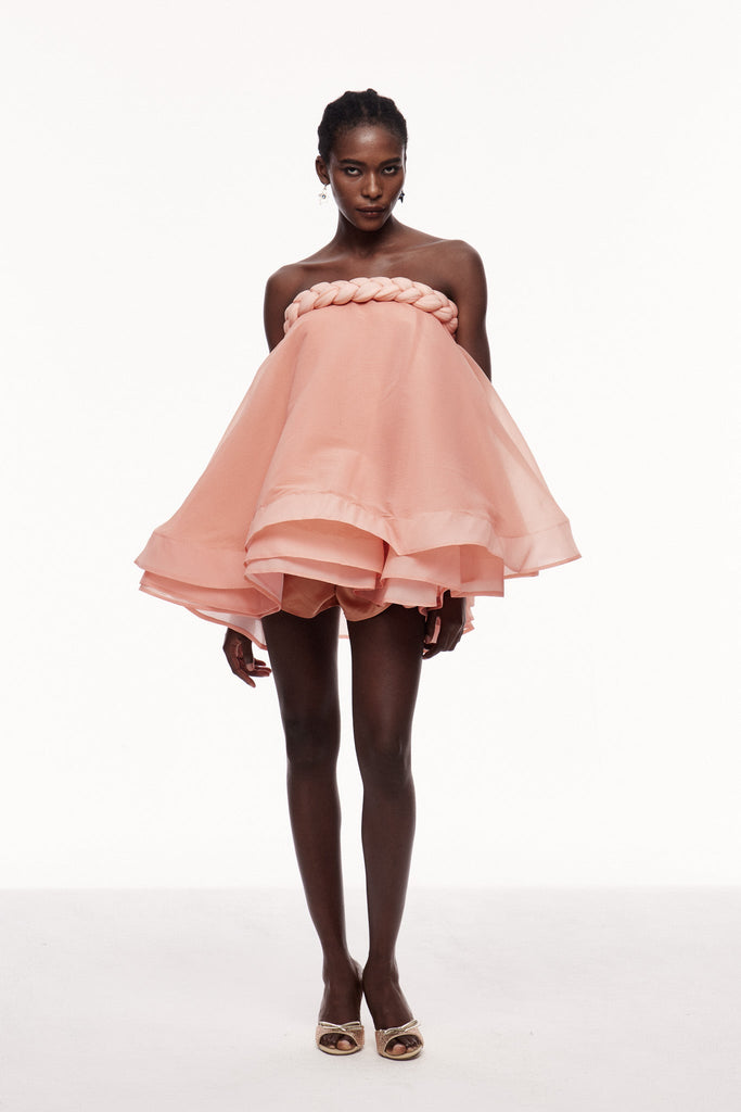 Stylish pink dress | Cebrail Ruffle Puffy Mini Dress In Pink - Ideal for special occasions