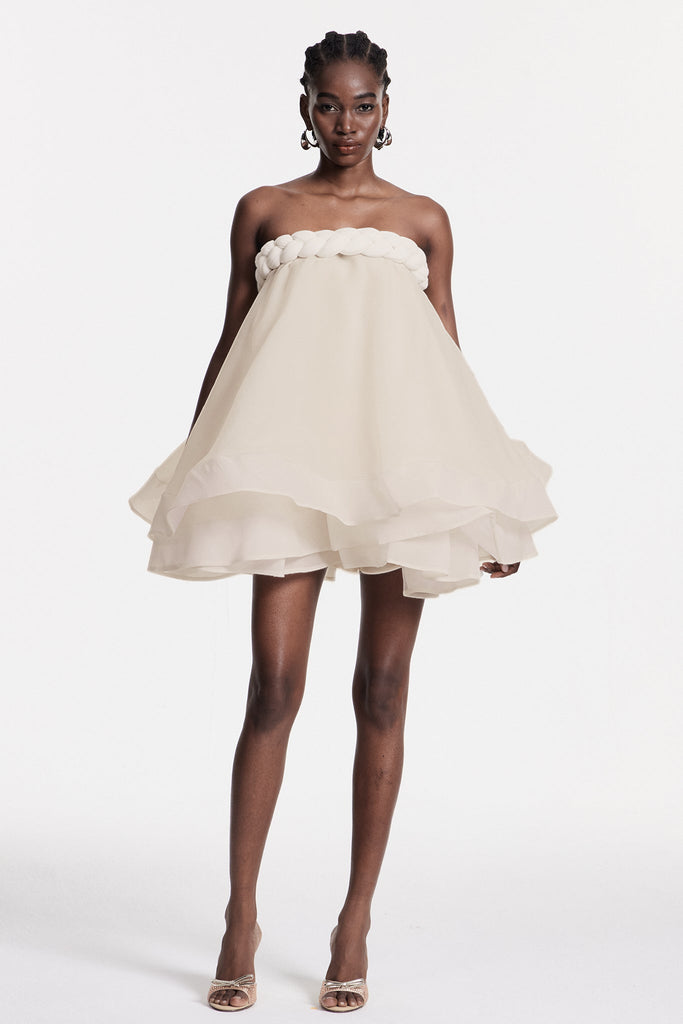 Shop  white dress - Perfect for special occasions | Cebrail Ruffle Puffy Mini Dress In White