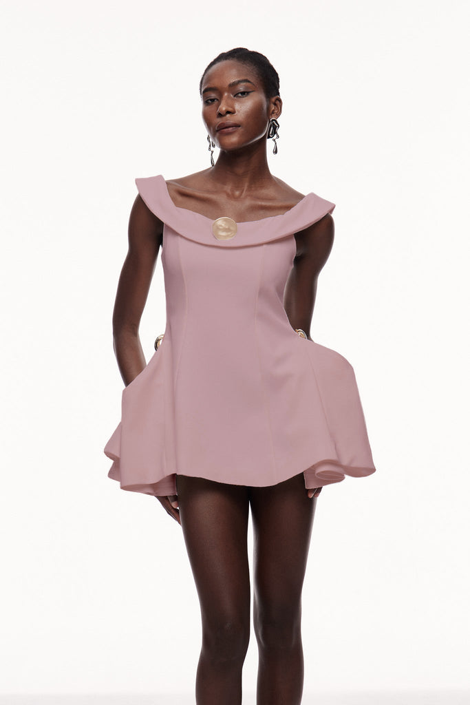 Stylish pink dress | Cecilija Off Shoulder Ruffle Mini Dress In Pink - Ideal for special occasions