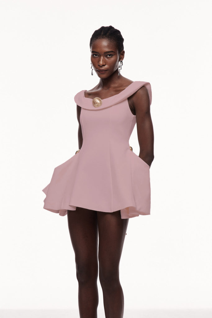 Stylish pink dress | Cecilija Off Shoulder Ruffle Mini Dress In Pink - Ideal for special occasions