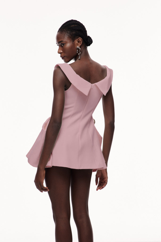 Stylish pink dress | Cecilija Off Shoulder Ruffle Mini Dress In Pink - Ideal for special occasions