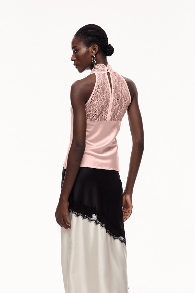 Stylish pink dress | Cecylia Lace Satin Qipao Top In Pink - Ideal for special occasions