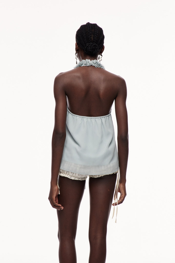 Cedric Ruffle Cutout Halter Neck Top - Stylish beautiful dress for special occasions | Buy Online