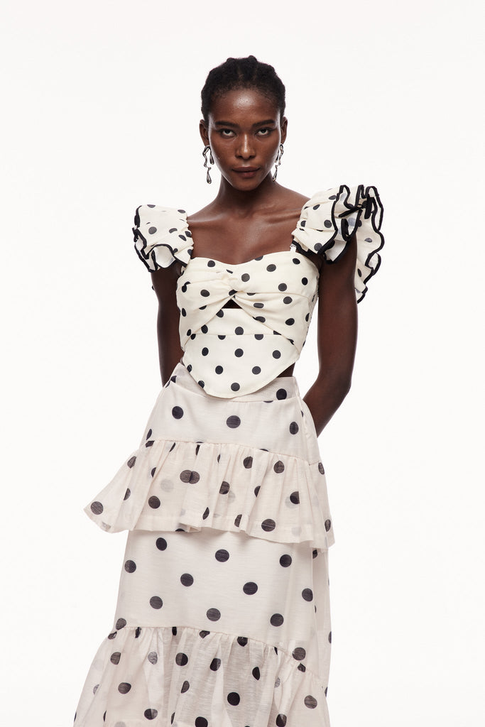 Stylish beautiful dress | Celal Dot Ruffle Top - Ideal for special occasions