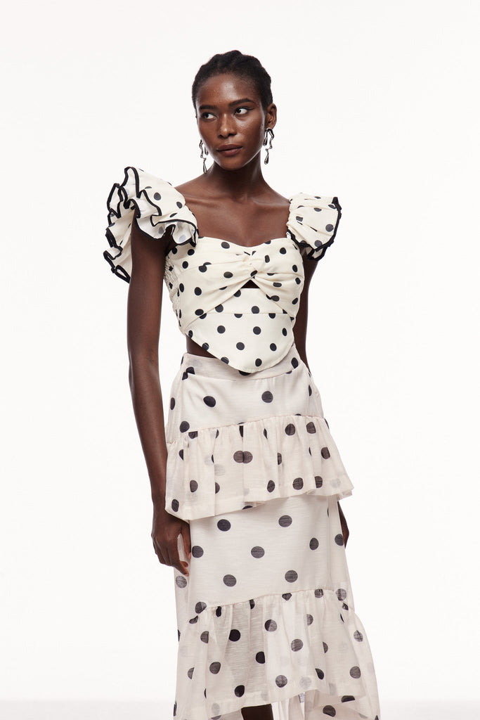 Shop  beautiful dress - Perfect for special occasions | Celal Dot Ruffle Top