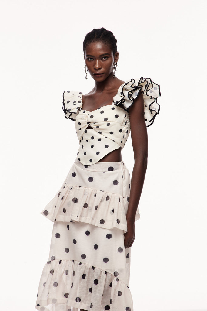 Shop  beautiful dress - Perfect for special occasions | Celal Dot Ruffle Top