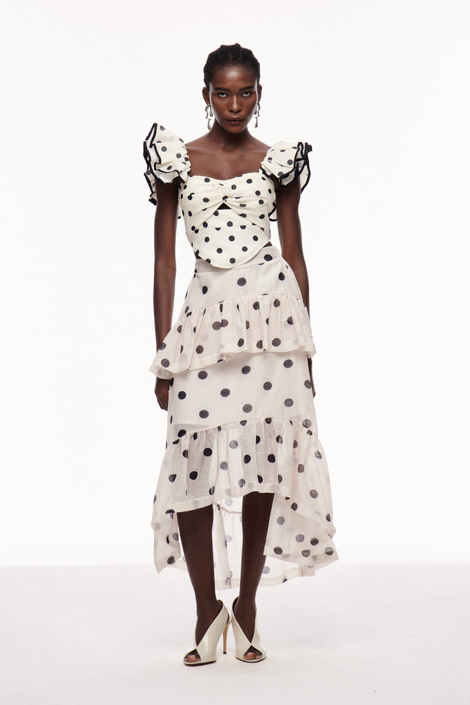 Shop  beautiful dress - Perfect for special occasions | Celal Dot Ruffle Top