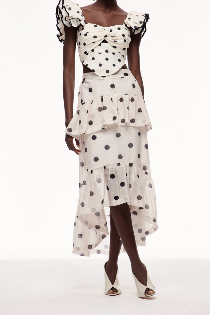Stylish beautiful maxi | Celandine Dot Ruffle Maxi Skirt - Ideal for special occasions