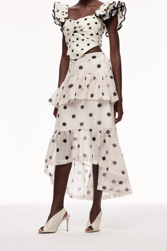 Stylish beautiful maxi | Celandine Dot Ruffle Maxi Skirt - Ideal for special occasions