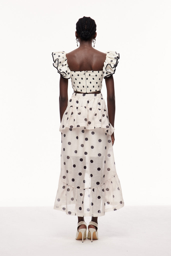 Stylish beautiful maxi | Celandine Dot Ruffle Maxi Skirt - Ideal for special occasions