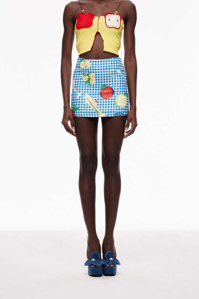 Stylish beautiful mini | Celestyna Print Grid Mini Skirt - Ideal for special occasions