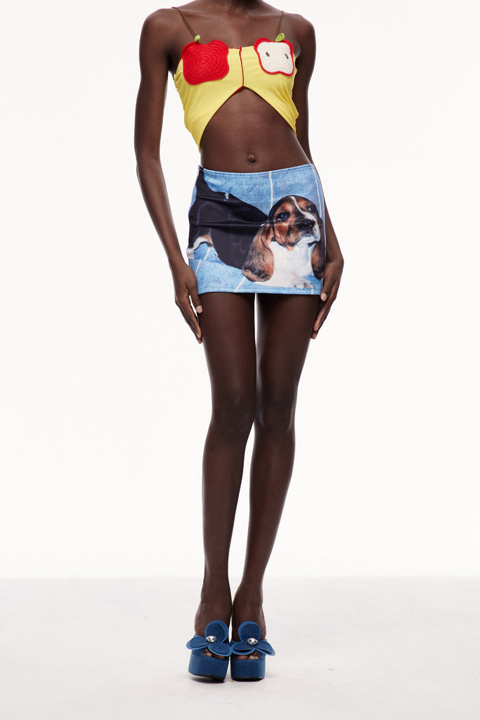 Celia Print Denim Mini Skirt - Stylish beautiful mini for special occasions | Buy Online