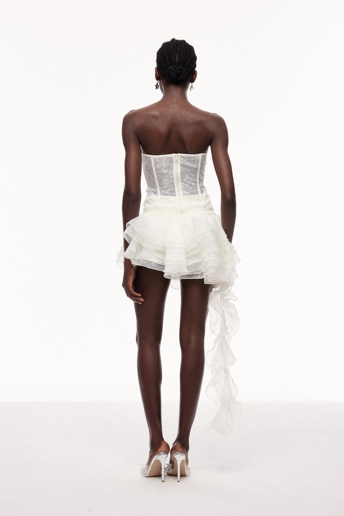 Stylish beautiful dress | Cellach Lace Corset Asymmetric Fringe Skirt Set - Ideal for special occasions