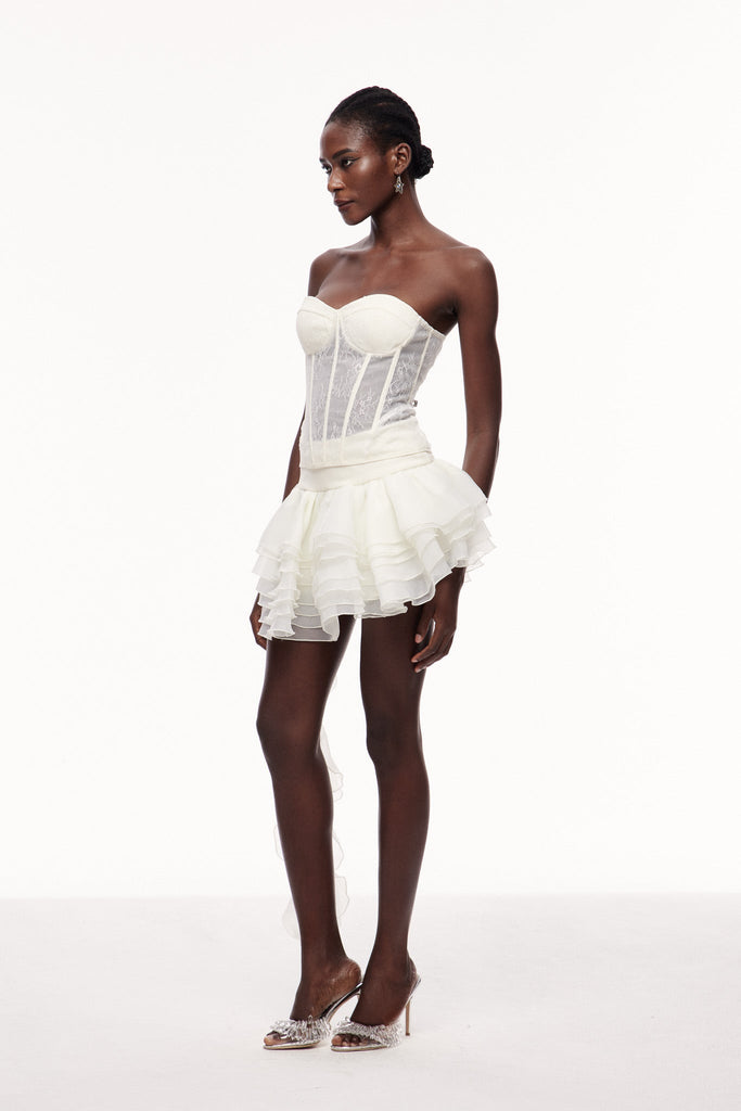 Shop  beautiful dress - Perfect for special occasions | Cellach Lace Corset Asymmetric Fringe Skirt Set