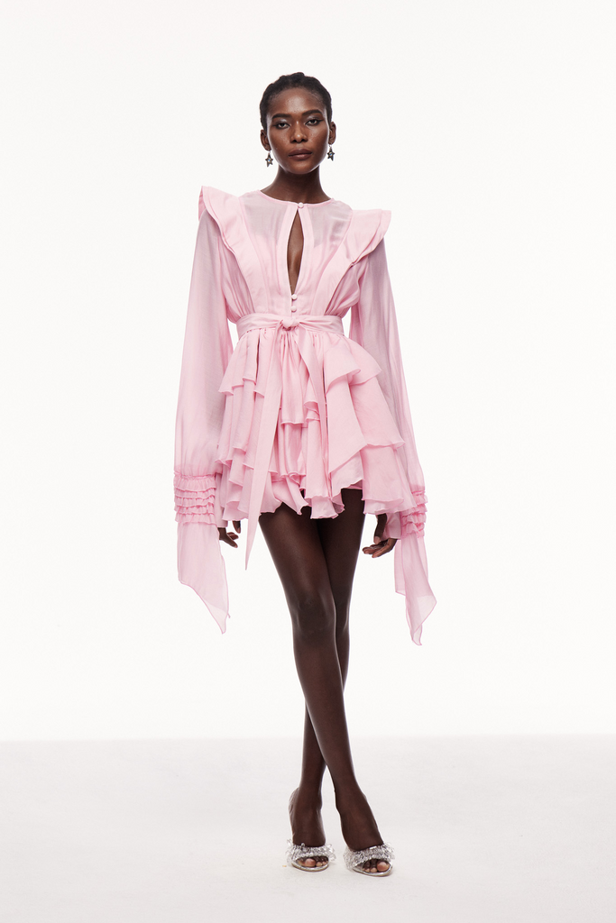 Shop  pink dress - Perfect for special occasions | Celsus Ruffle Cutout Mini Dress In Pink