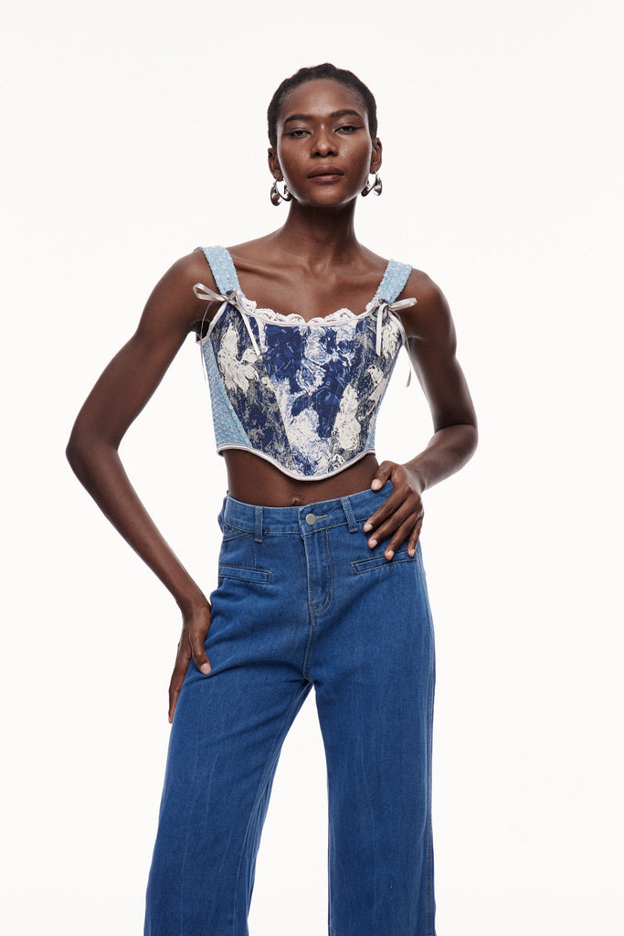 Celyn Print Sequin Corset Top - Stylish beautiful dress for special occasions | Buy Online