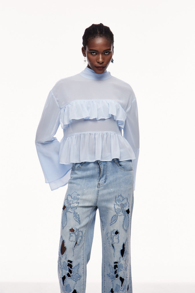 Shop  beautiful dress - Perfect for special occasions | Cemil Ruffle Long Sleeve Top