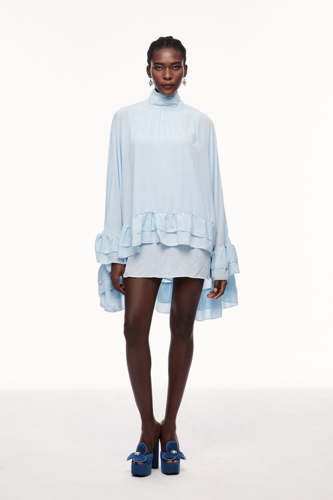 Cemile Ruffle Shawl Mini Dress - Stylish beautiful dress for special occasions | Buy Online