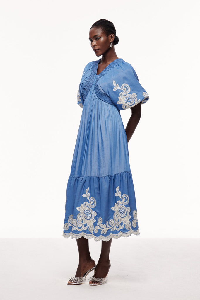 Cemre Embroidered Plunge Maxi Dress - Stylish red dress for special occasions | Buy Online