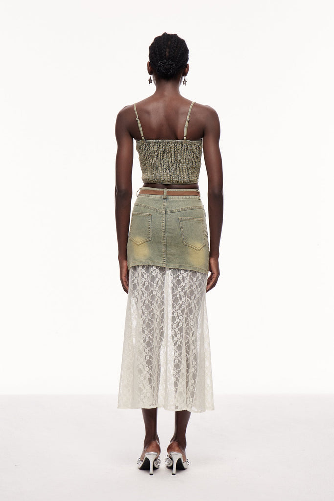 Shop  beautiful dress - Perfect for special occasions | Cengiz Spaghetti Lace Denim Skirt Set